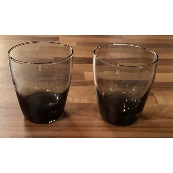 Set of 2 Vintage Libbey Smoke Gray 14 oz Glass Tumblers Weighted Bottom 4” - Picture 7 of 11